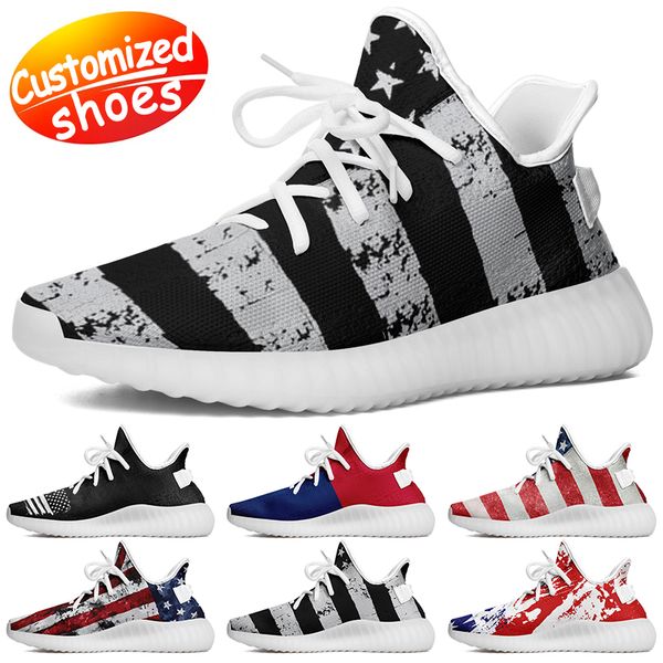 Maßgeschneiderte Schuhe, Laufschuhe, Star-Liebhaber, DIY-Schuhe, Retro-Freizeitschuhe, Herren-Damen-Schuhe, Outdoor-Sneaker, die Stars and the Stripes, schwarz, blau, große Größe, EUR 35–48