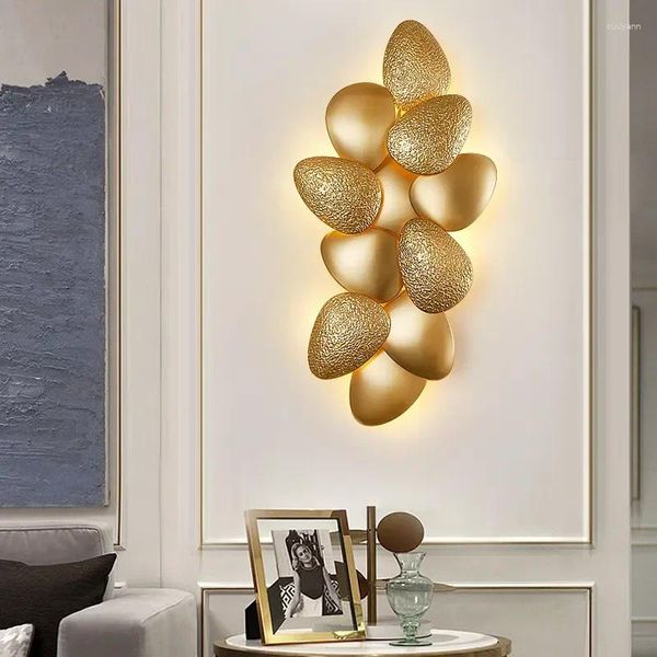 Lâmpada de parede Design de luxo LED Gold El Decoração Shell Sala de estar Atmosfera Iluminação Quarto Night Light