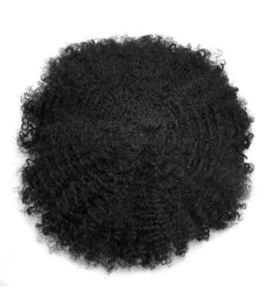 Parrucchino da uomo afro riccio Full Poly Toupee per uomo Posticci Sistemi di ricambio Capelli umani afro-americani Tutta la pelle Pu Uomo Afro Cu4032012