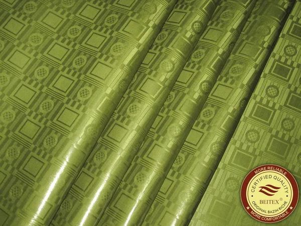 Stoff Hochwertiger olivgrüner Bazin Riche, Deutschland Qualität 10 Yards/Beutel Guinea-Brokat-Kleidungsstoff 100 % Baumwolle mit Parfüm Shadda