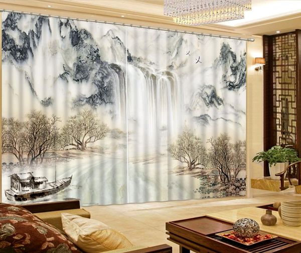 Китайский стиль картина тушью 3D занавеска для спальни на заказ окно гостиной современное украшение2518978