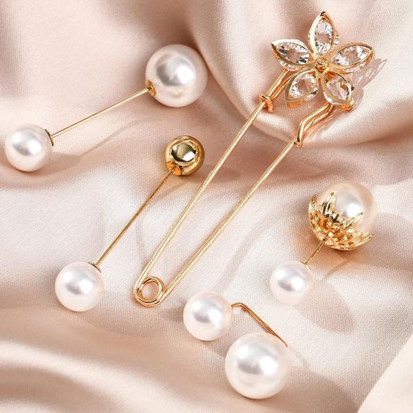 Baumeln Ohrringe Vintage Perle Kleidung Pins Für Frauen Dekoration Kleid Hosen Schnalle Broschen Set 2024 Trend Zubehör Schmuck