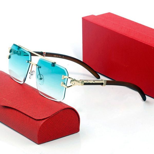 Herren- und Damen-Designer-Sonnenbrillen, rahmenlos, Frühlingsbügel, Frankreich, quadratisch, Carti, Gold, Herren-Sonnenbrille, Sonnenschutz, Holzbrille, Luxus