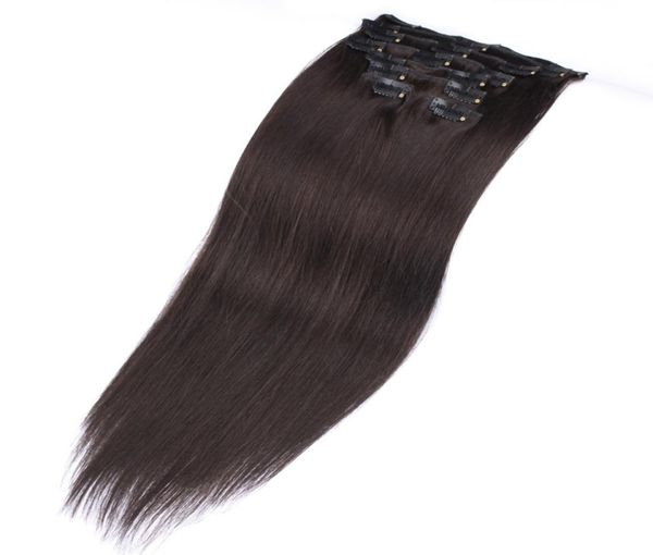 Remy 100 cabelo humano grampo de cabelo brasileiro em extensões 7 pçs duplo forte 100g grampo de cabelo humano em extensões trama5879801