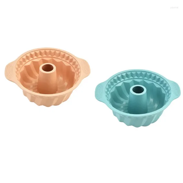 Moldes de cozimento 2 pcs 9.5in panelas de bolo de silicone antiaderente tubo canelado pan perfeito para molde de gelatina de gelatina durável