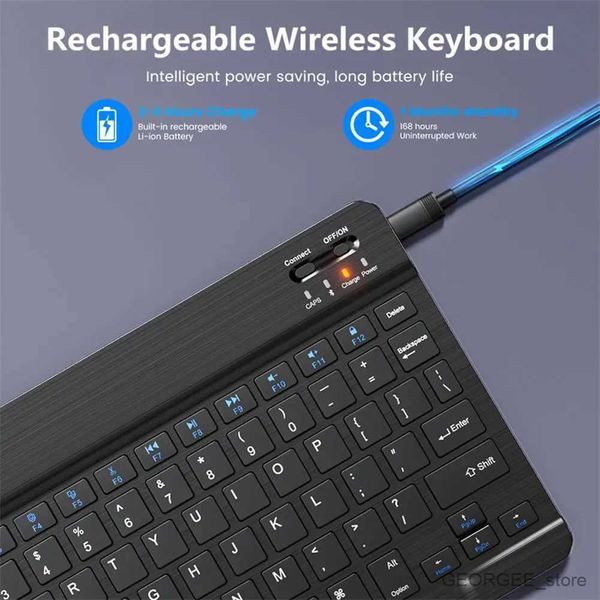 Teclados de telefone celular Bluetooth, teclado sem fio e mouse recarregável para Android Windows Tablet Mini Kit de teclado