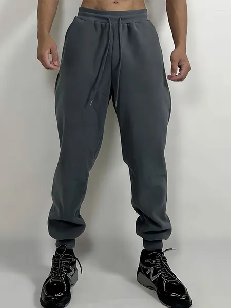 Мужские брюки для фитнеса с корсетом, свободные спортивные штаны для баскетбола и бега на шнурке, спортивные длинные флисовые штаны