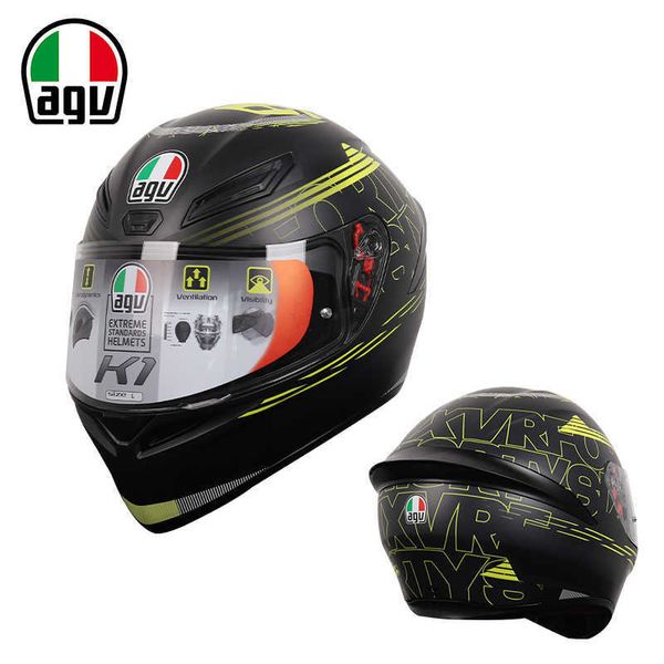 Capacetes Moto AGV Motocicleta Design Segurança Conforto Agente Geral Italiano Agv Capacete Capa Completa Corrida Quatro Estações Anti Falsificação Detectável K1 2CV4