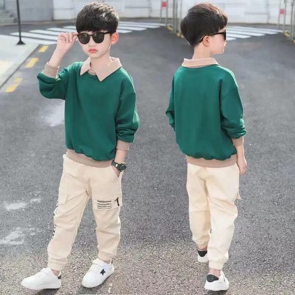 Abbigliamento sportivo per bambini Tuta per bambini Teen 6 8 10 12 14 anni Set di abbigliamento per ragazzi Primavera Autunno Moda Pantaloni con cappuccio 240103