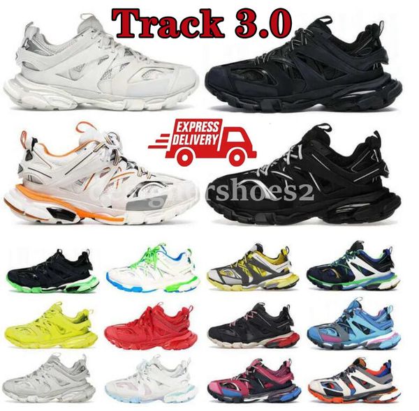 Tasarımcı Ayakkabı Sneakers Bayan Erkek Retro Ayakkabı Sıradan Ayakkabı Track 3 3.0 Spor Ayakkabı Lüks Eğitmenler Üçlü Siyah Beyaz Pikap Mavi Turuncu Tess Gomma Sneakers