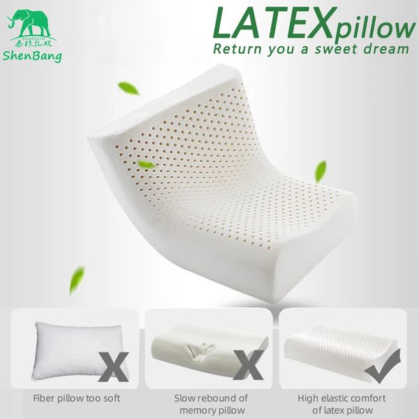 Travesseiros de massagem de látex Sheng Bang para dormir travesseiro ortopédico travesseiro de pescoço de látex natural puro 240103