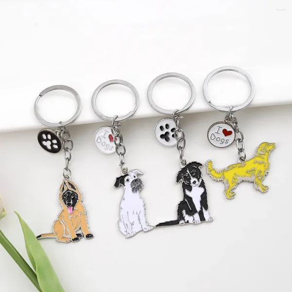 Portachiavi Portachiavi commemorativo per animali domestici di famiglia per regalo di compleanno Bassotto I Love Dog Portachiavi con ciondolo a cuore Accessorio per animali Gif fidanzato