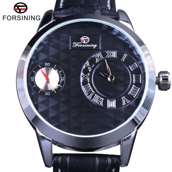 Forsining Orologio con quadrante piccolo Display della lancetta dei secondi Design oscuro Orologi da uomo Top Brand Orologio automatico di lusso Orologio casual di moda Me2346