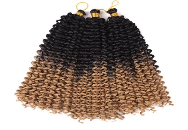 14 polegada cabelo encaracolado onda de água crochê extensões croe trança sintética cabelo em massa 15 fios pacote 100gchet tranças ombr8566356