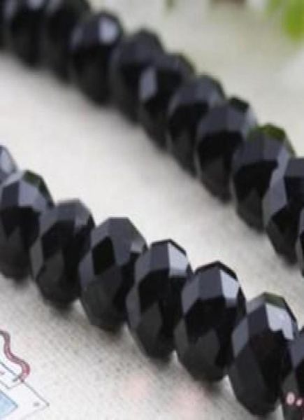 MIC verkaufe Lot 288 Stück schwarze facettierte Kristall-Rondelle-Perlen, 8 mm, passend für Armbänder, Halsketten, Schmuck, DIY6701887