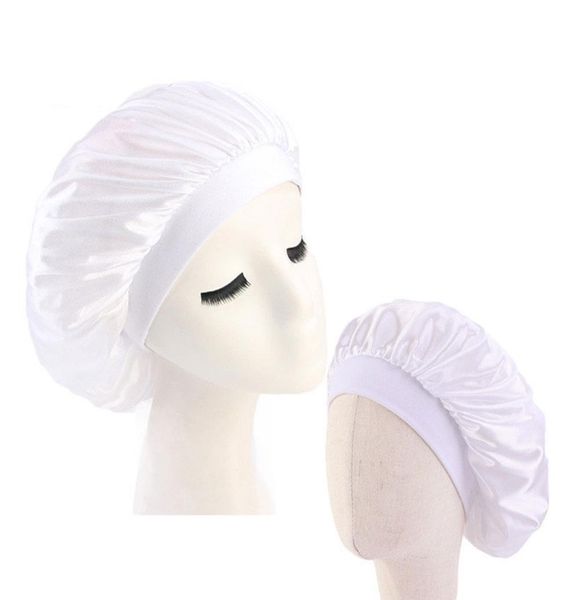 2 pzset di Colore Solido Raso Caps Cofano Per I Bambini Mamma Madre I Bambini Sonno Beanie Headwrap Cappello Cura Dei Capelli3720000