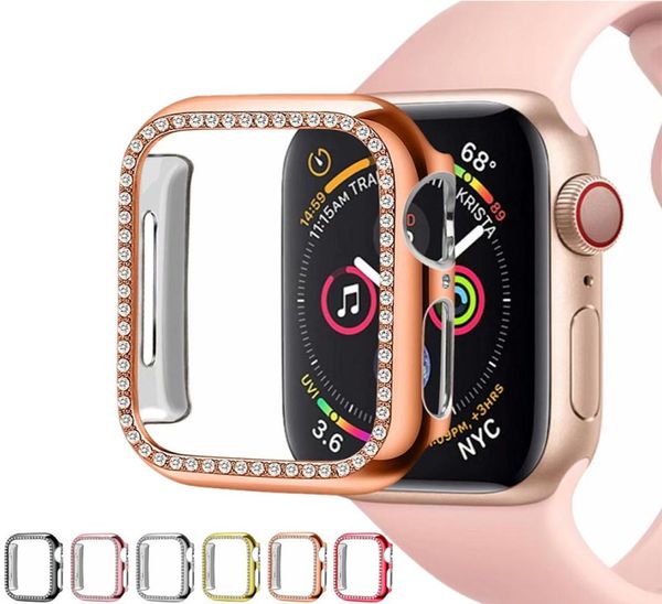 Diamond Watch Cover Luxus Bling Crystal PC Cover für Apple Watch Case für iWatch Series 4 3 2 1 Case 42mm 38mm Band3856772