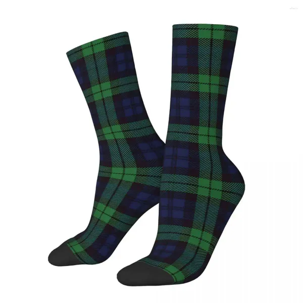 Мужские носки Черные часы Синие зеленые и клетчатые шотландские военные тартаны Кавайный спортивный мультяшный узор