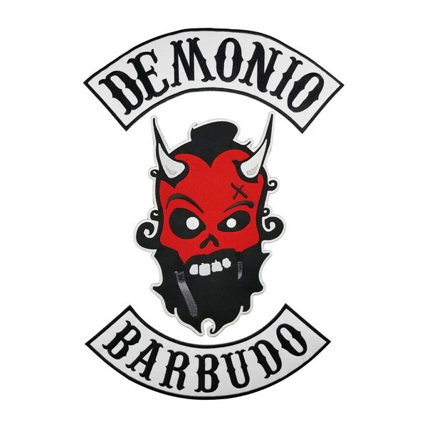 VENDITA CALDA DEMONIO BARBUDO MOTO GRANDE PATCH POSTERIORE CLUB GILET OUTLAW BIKER MC PATCH SPEDIZIONE GRATUITA