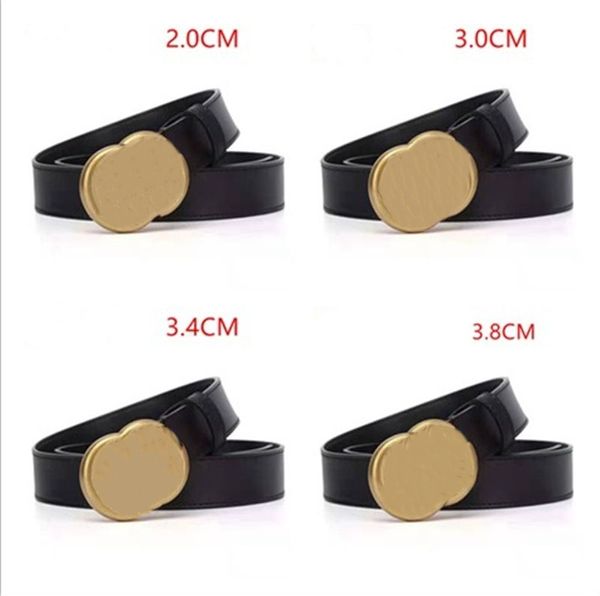 Mens Designer Cinto Luxo Mulheres Cintura Para Homem Mulher Moda Casual Dupla Carta Fivela Preto Genuíno Couro Cintos Cintura Ceinture 2.0-3.8 Largura Com Caixa