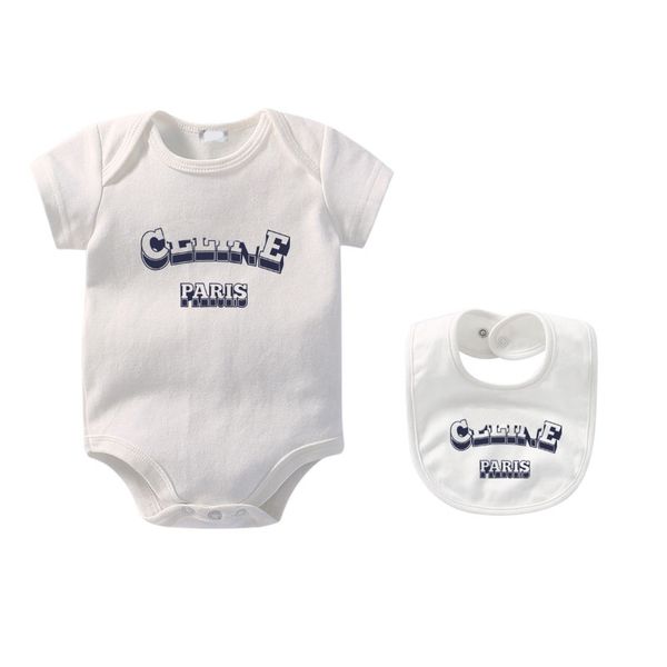 Neonati Pagliaccetti di lusso Tute per bambini Neonate Ragazze Stilista di moda Puro cotone Abiti firmati per bambini Tuta a maniche corte Pagliaccetto kalekids CXD240137-6