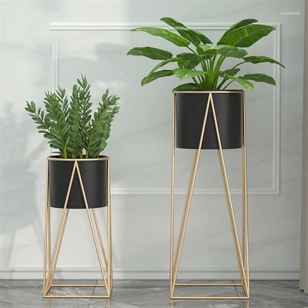 Vases Balcon Gold Coin Intérieur Vase Jardin En Acier En Gros Pour La Conception De Rack En Fer Forgé Présentoir En Métal Pot De Fleur Stand