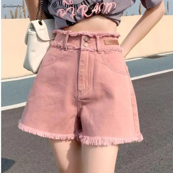 Abito stile coreano estivo a vita alta pantaloncini di jeans moda donna casual jeans a gamba larga pantaloni corti Y2k streetwear pantaloncini da motociclista donna