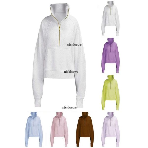 Women Temperament Yoga Designer con cappuccio con cappuccio con cappuccio autunno inverno inverno collare sport mezza cerniera in stoffa da design in tessuto abbigliamento maglione sciolto abiti corti z6