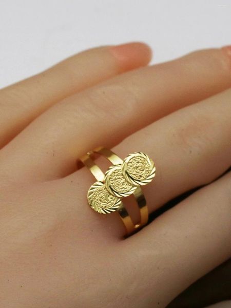 Anelli a grappolo 1 pezzo di gioielli con monete arabe per donne uomini regali mediorientali collana set di colori oro con anello di dimensioni aperte