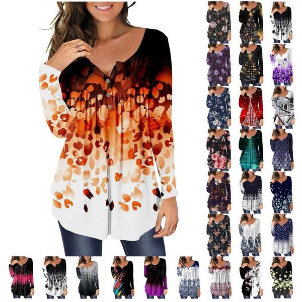Mulheres Camisetas Flor Impressão Camisa Outono e Blusas de Inverno para Mulheres 3D Abstrato Trabalho Haut