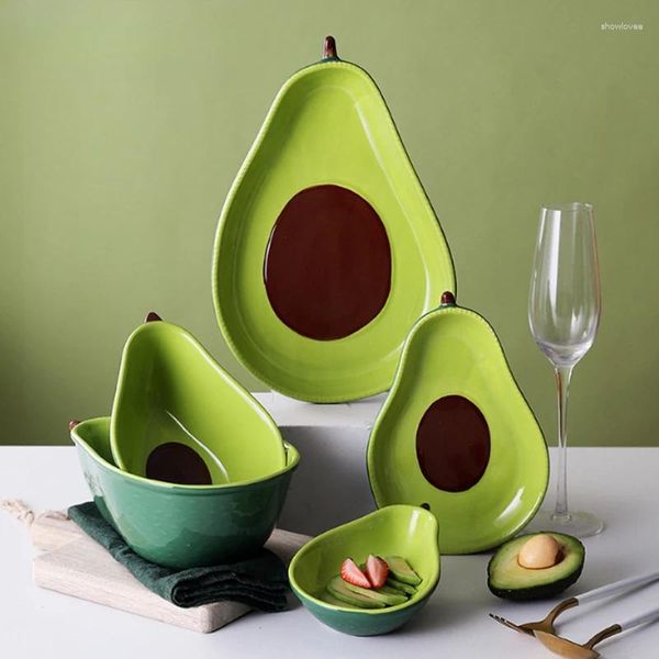 Teller Kreative Avocadoförmige Platte Cartoon Keramik Küchenutensilien Salat Steak Reis Snack Schüssel Haushalt Geschenk