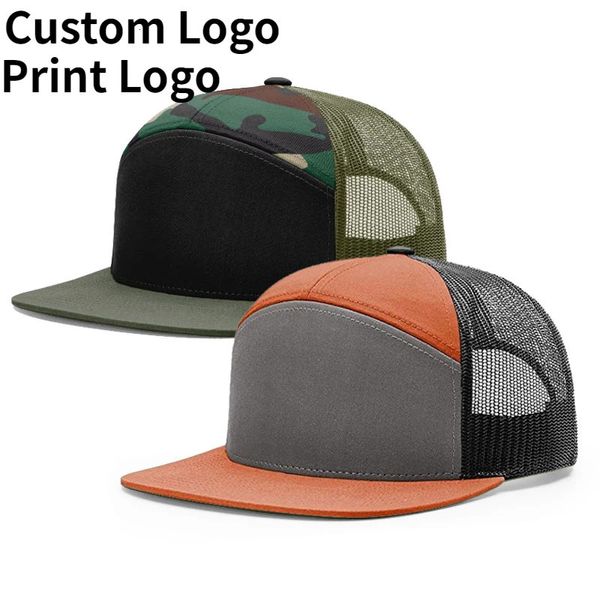 Benutzerdefinierte sieben Panel Baseball Cap Männer und Frauen verstellbare Outdoor Shade Mesh Caps Hip Hop Knochen Trucker Hüte 240103