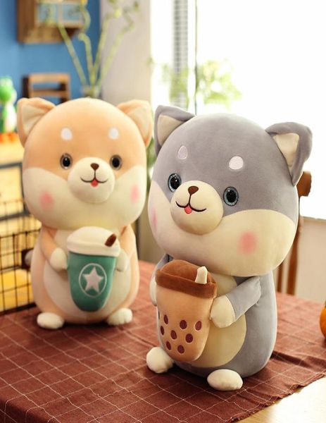 Новая плюшевая игрушка-кукла для собаки акита, милая большая подушка для сна Шиба-ину, чашка чая, кукла, чашки для молока, кукла, подарки2982529
