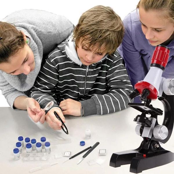 Entdeckung Kinder Mikroskop Spielzeug Kit Labor LED 100X1200X Hause Pädagogisches Mikroskop Spielzeug Frühen Lernen Biologische Spielzeug Für Kinder