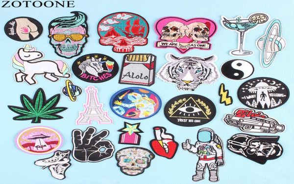 UFO Space Skull Tiger Patch Eisen auf Nähen Stirnband auf Applikation Abzeichen Motorrad Biker gestickte Patches für Kleidung Aufkleber5239922