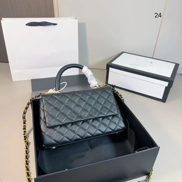 Borsa a tracolla di alto design da donna borse di lusso Caviar Diamond Lattice borsa a mano con catena dorata borsa in vera pelle filettata a righe