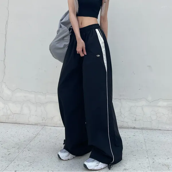 Женские брюки, повседневные мешковатые спортивные штаны, женские однотонные корейские брюки-карго в стиле Харадзюку, широкие брюки-карго Y2k, уличная одежда в стиле хип-хоп, женские брюки