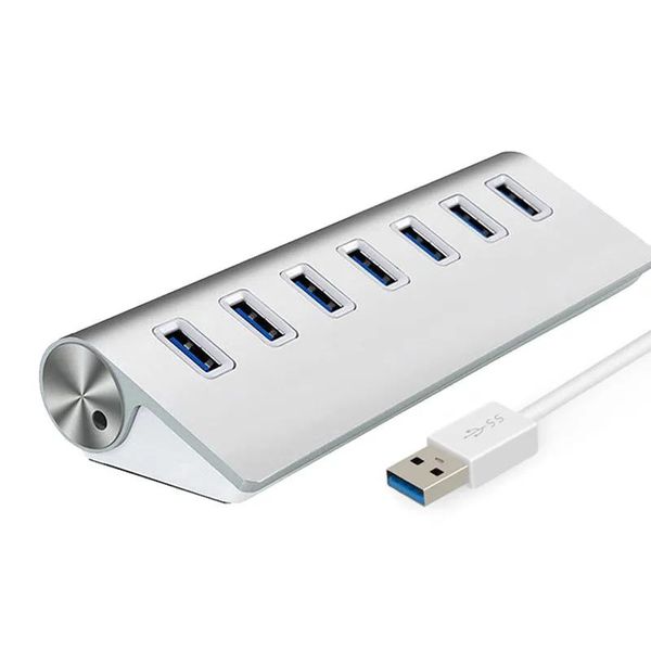 Hubs 7 Port USB3.0 Hub -Kabel -Stecker Hochgeschwindigkeitsadapter -Legierung Hubs für PC -Festplatten -USB -Flash -Laufwerkskarten -Leser -Mobilfunkkamera