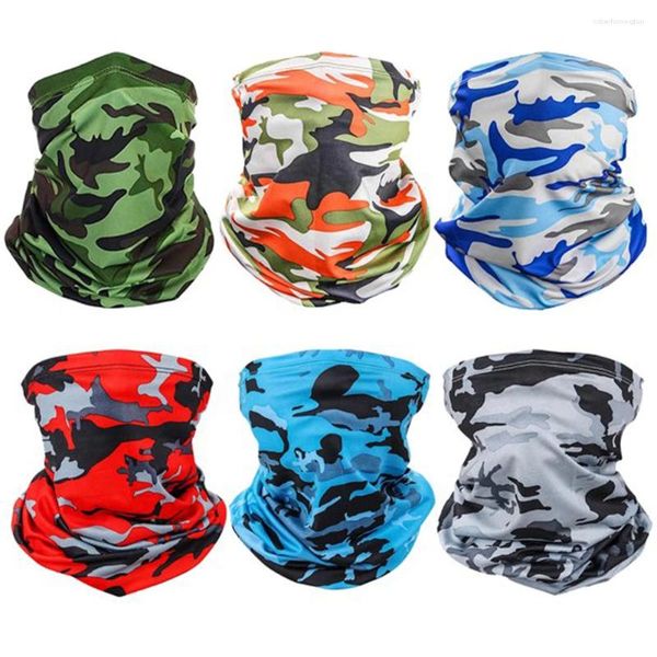 Ciclismo Caps 6pcs Mulheres Homens Caminhadas Rosto Cachecol Respirável Correndo UV Protetor Solar Verão Camuflagem Padrão Pescoço Gaiter Pesca Cooling Shield