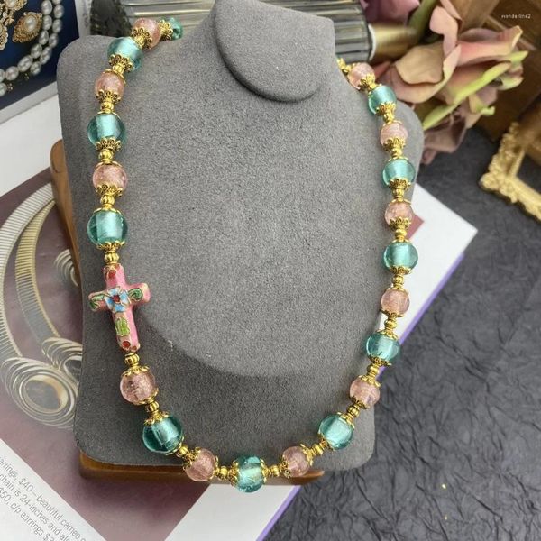 Колье, модное винтажное ожерелье из стеклянных бусин для женщин, подарок для девочек, модные изысканные ювелирные аксессуары