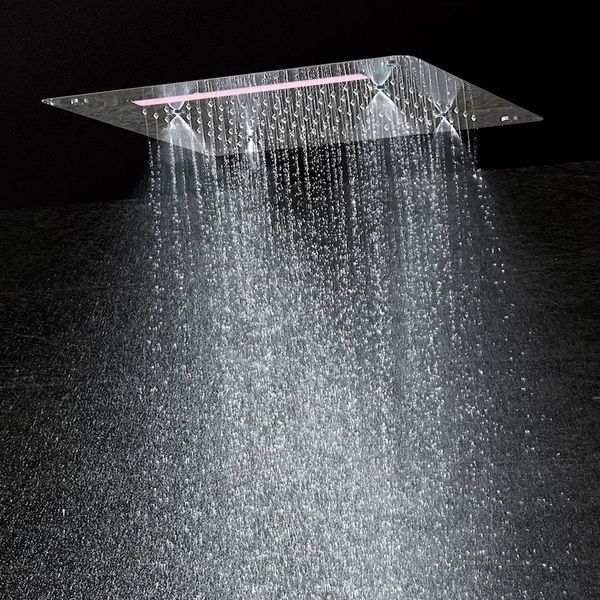 Teste di lusso Bagno LED Soffione doccia a soffitto Accessori SUS304 400x400mm Funzioni Pioggia Cascata Nebbia Doccia DF5326