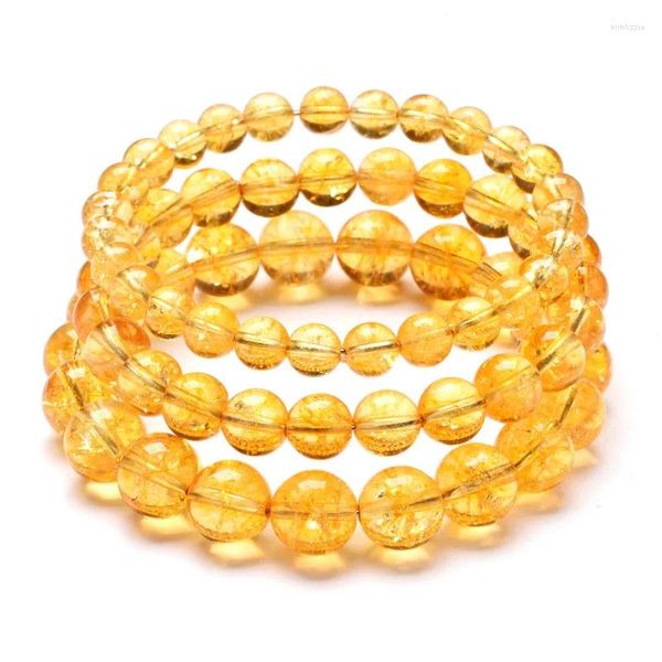 Strand 6mm/ 8mm/10mm amarelo quartzo cristal pedra contas pulseiras super mão corda feminino masculino casais strench jóias