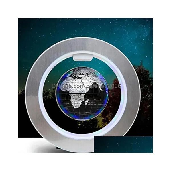 Objetos decorativos estatuetas 4 polegadas redondo led globo magnético flutuante geografia levitando girando noite lâmpada mapa do mundo escola off dhzy6