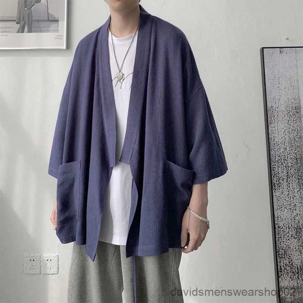 Herren-Freizeithemden, Herren-Kimono, lockerer Mantel, Baggy-Übergröße, taoistischer Priester-Umhang, Umhang, Tops, Hemden, Outwear, Retro-Männer, Strickjacke, Streetwear-Jacken