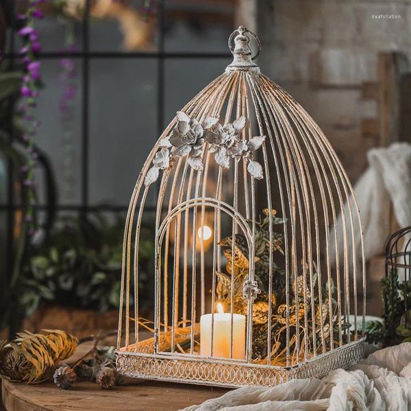 Castiçais candelabro titular candelabro nórdico estético óleo porta candele candelabros para velas pássaro gaiola decorações xf40xp
