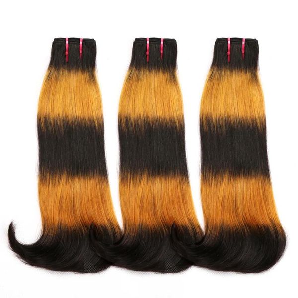 Tesse 9A Vendita Calda di Alta Qualità Ombre Colore Volpe Capelli Umani Brasiliani Doppio Disegnato Fumi Fasci di Capelli Doppio Disegnato Curvy dritto