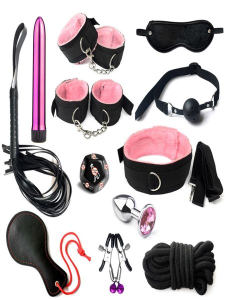 Bondage Adulto BDSM iniciantes kit de tortura combinação pacote 12 conjuntos de educação sexual produtos masculinos e femininos mestre alternativo slav2661370