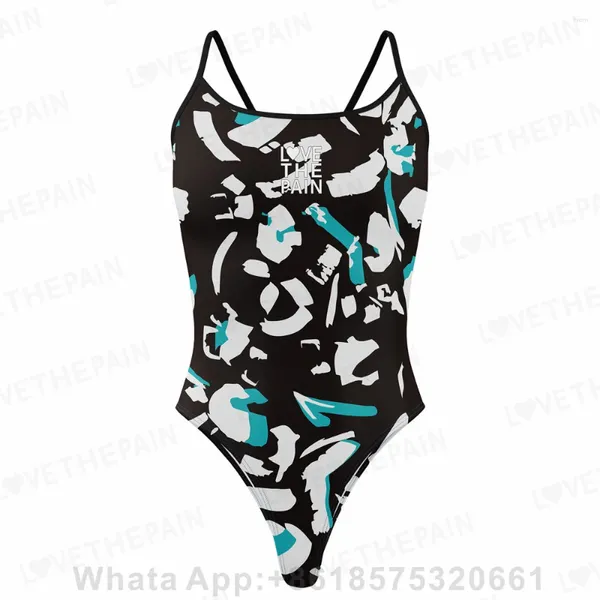 Damenbadebekleidung 2024 Love The Pain Monokini Sexy Einteiler Frauen Sommer Wettbewerbsfähig Professionelles Training Badeanzug Strand