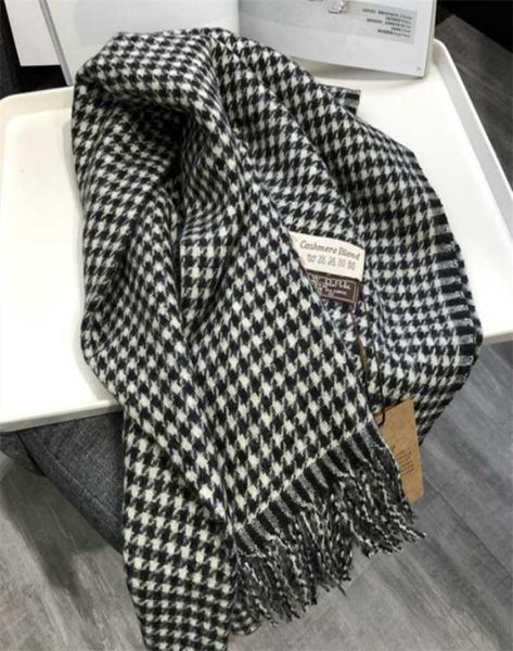 Sciarpa invernale donna autunno Lusso di alta qualità cashmere selvatico lungo spesso nero bianco pied de poule scialli caldi scialli per 2111104086138