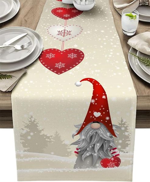 Masa bezi Noel kar taneleri aşk çarşafları şifoniyer eşarplar dekor çiftlik yemek dekorasyon